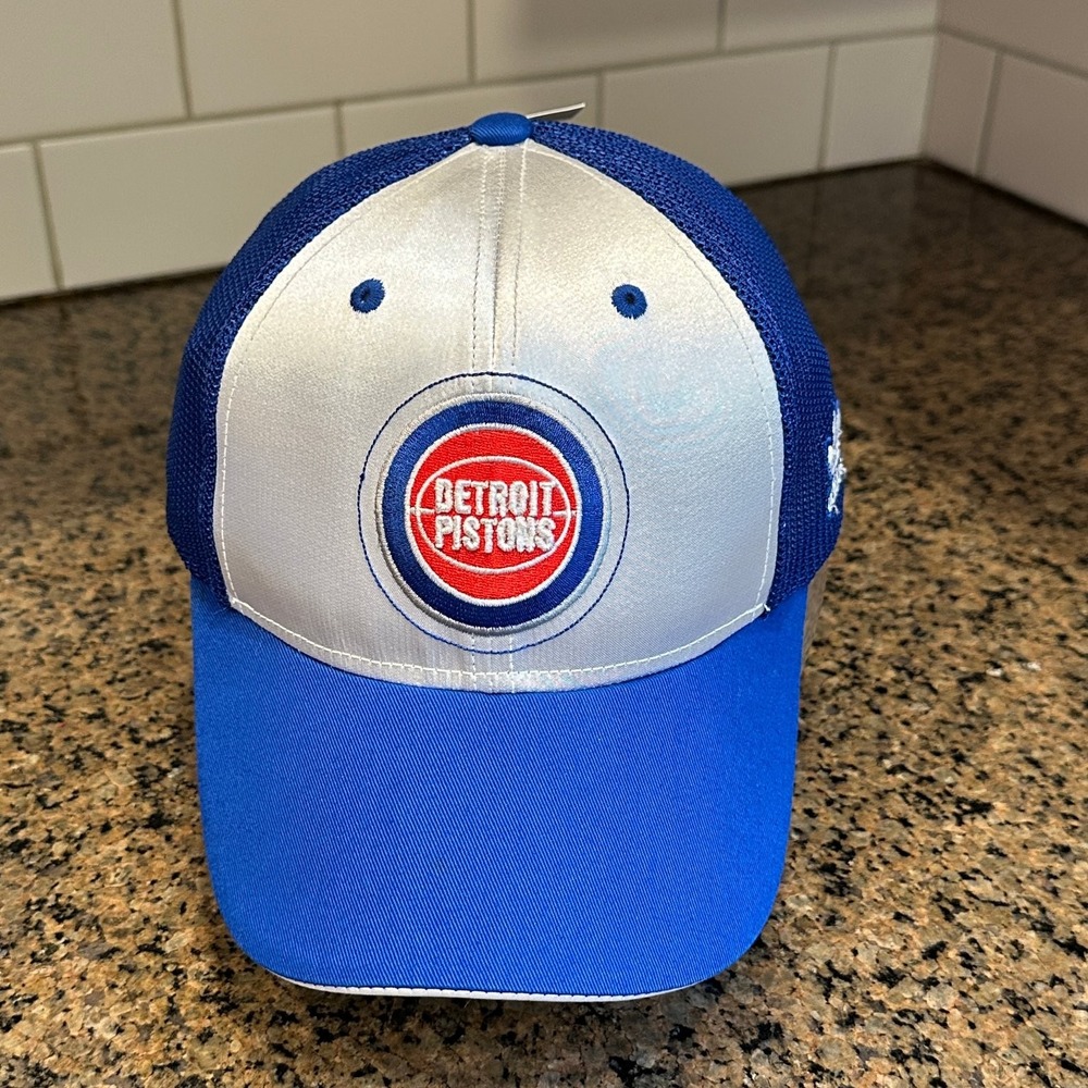 Detroit Pistons Adidas Hat Flexfit One Size Blue Factory Sample Rare Deadstock